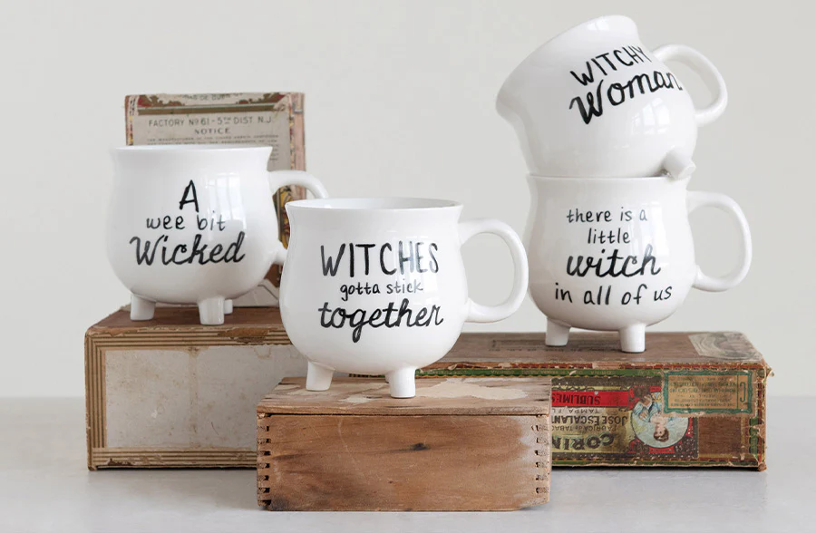 Stoneware Cauldron Mug, Set of 4