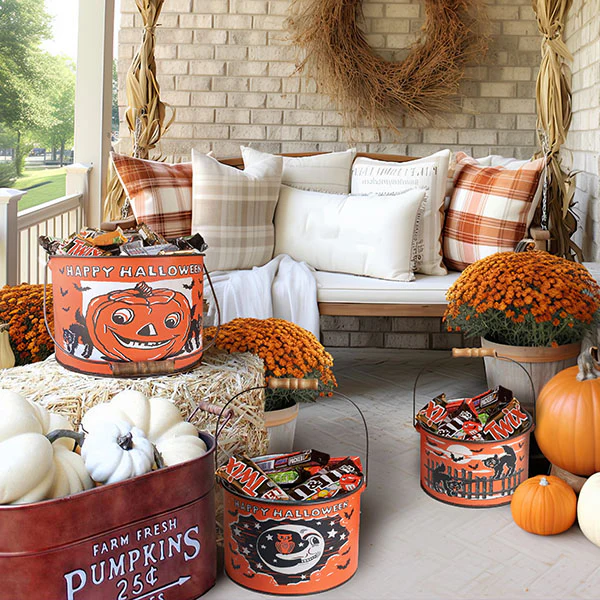 Vintage Happy Halloween Buckets, Set of Three