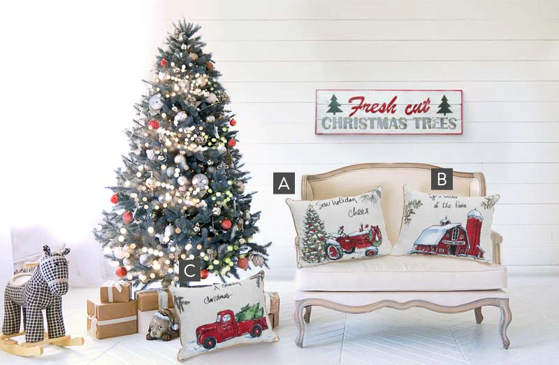 Christmas On The Farm Pillow, Pick Your Style